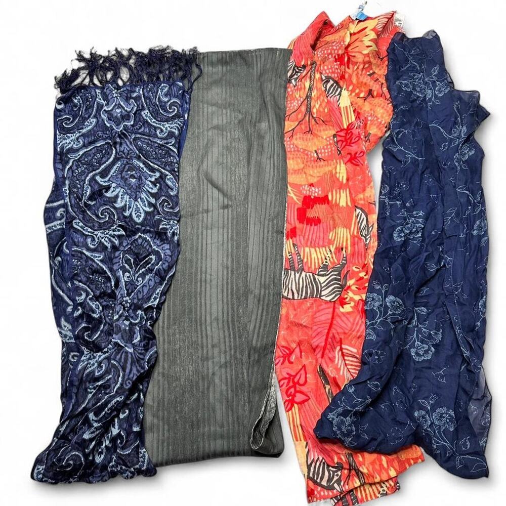 Set of 4 Patterned Vintage Scarves